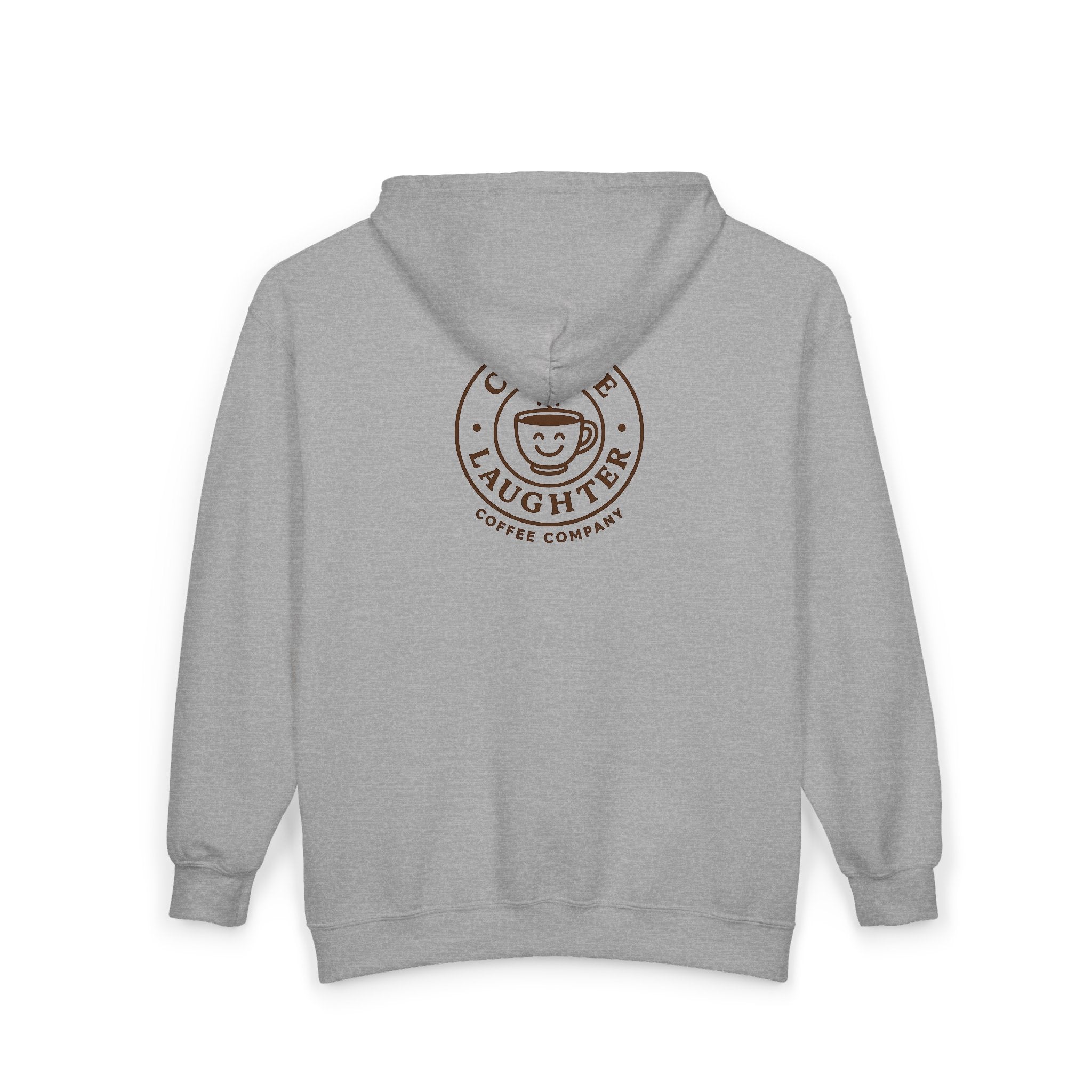 Choose Laughter Zip Hoodie – Coffee Company Logo Full-Zip Sweatshirt