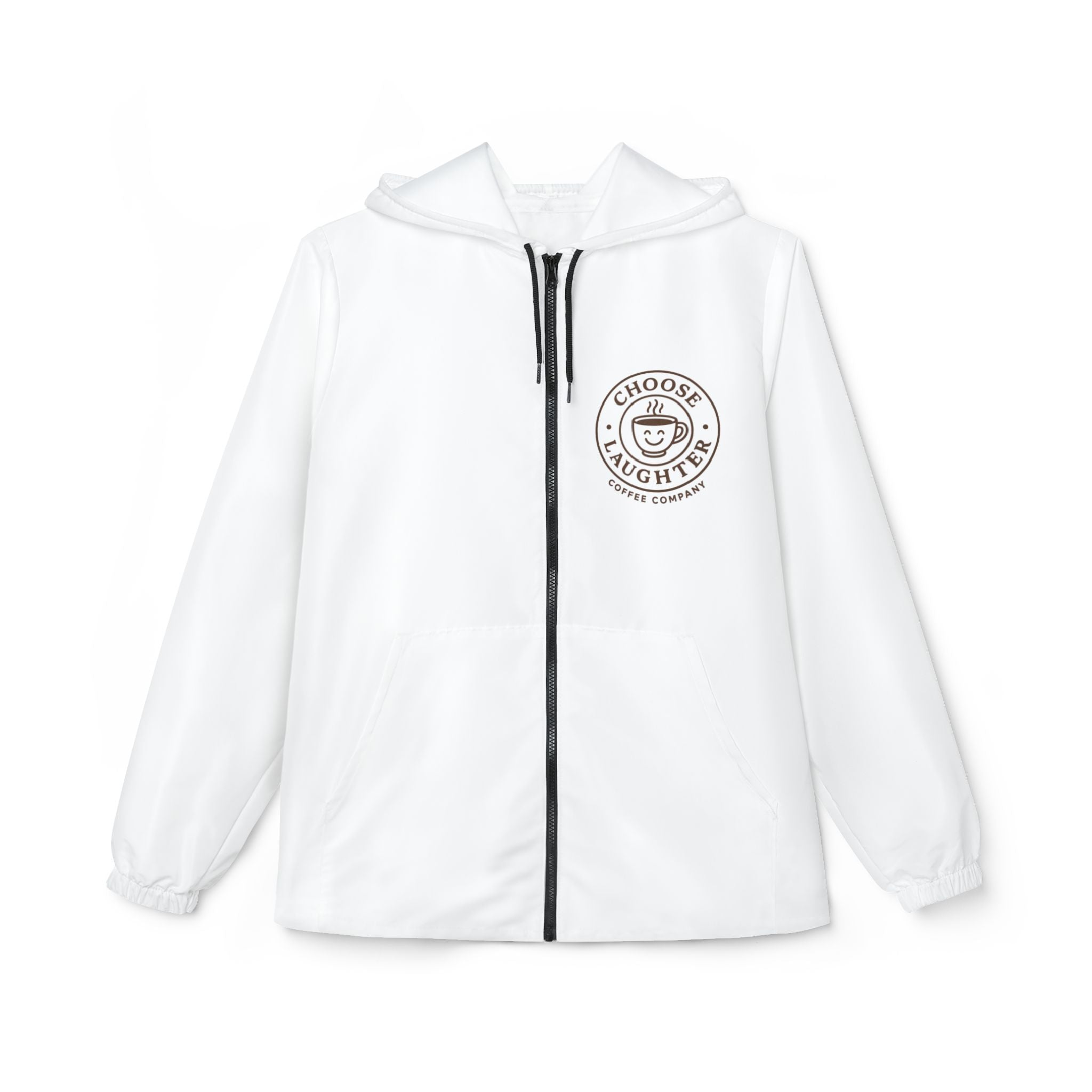 Choose Laughter Windbreaker Jacket — Lightweight Zip Hoodie with Retro Emblem