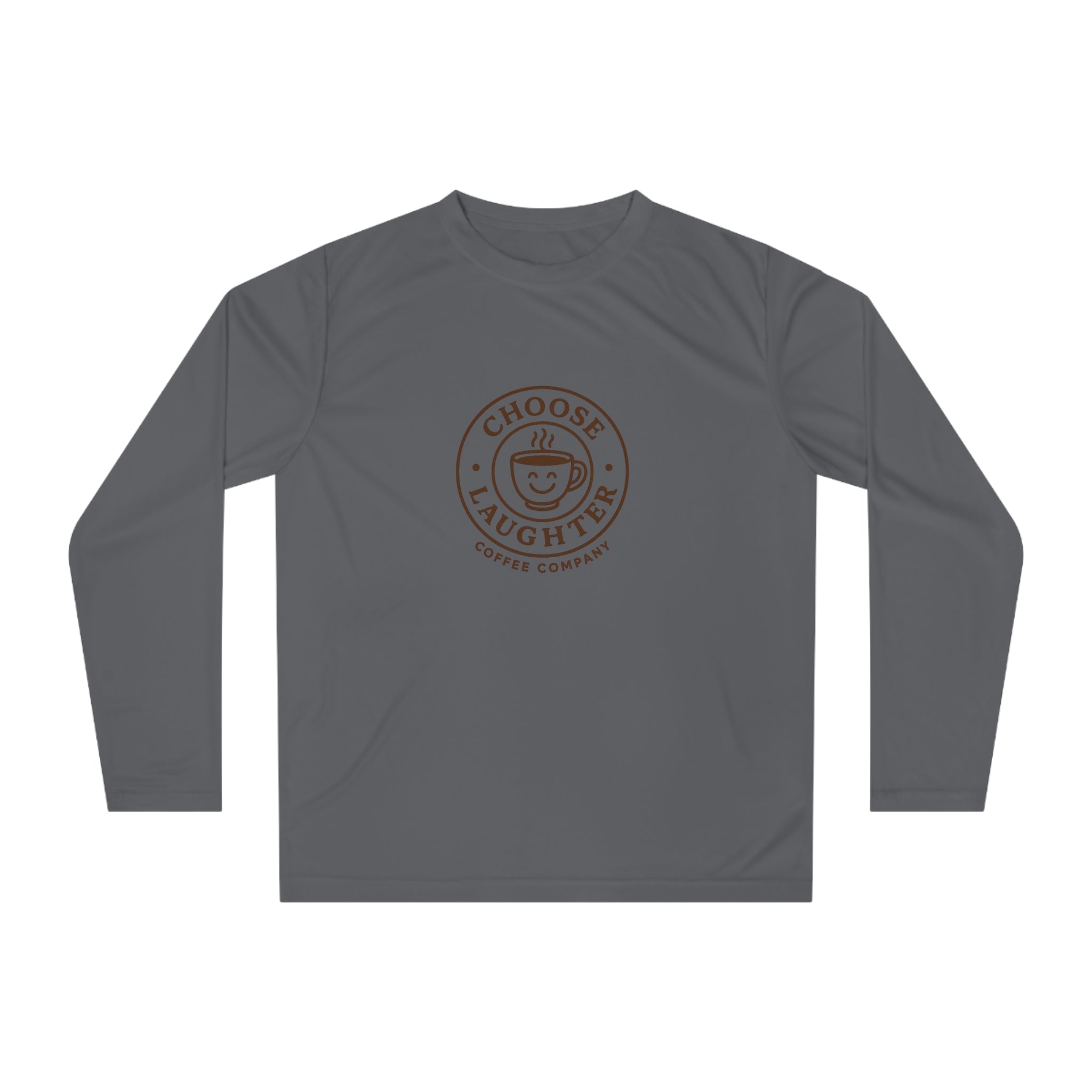 Choose Laughter Long Sleeve Shirt — Coffee Company Logo Performance Tee