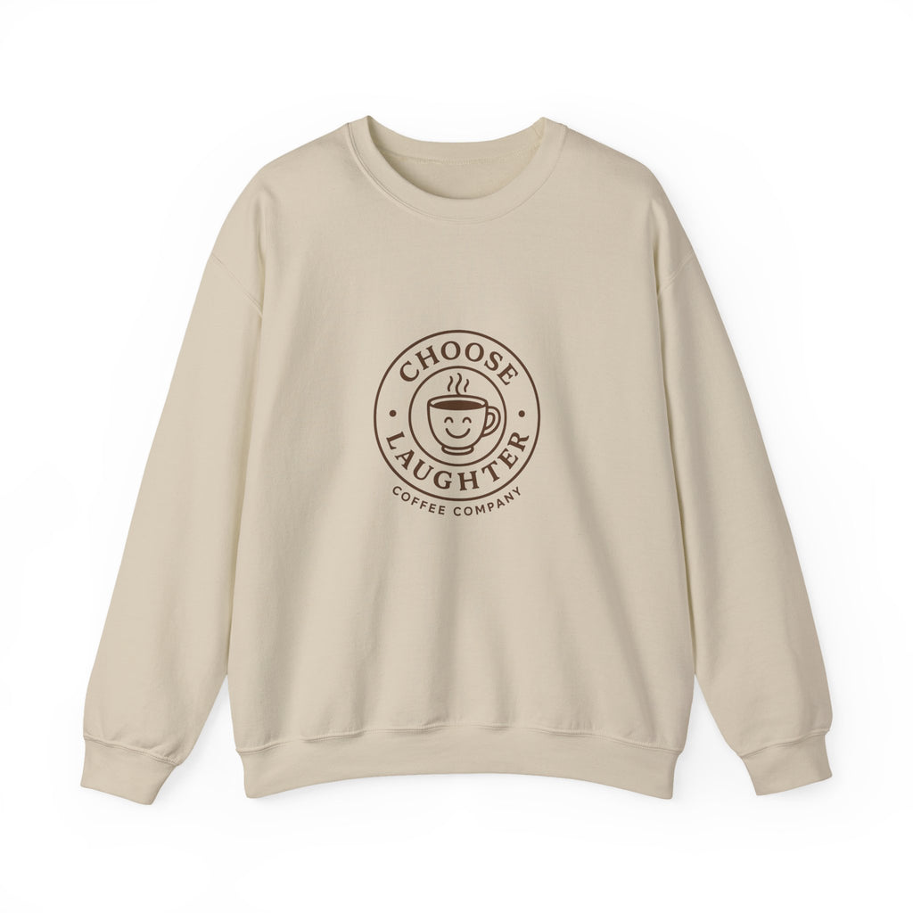 Crewneck Sweatshirt — "Choose Laughter" Coffee Logo Cozy Pullover