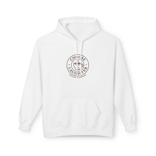 Choose Laughter Coffee Hoodie — Minimal Logo Pullover for Coffee Lovers