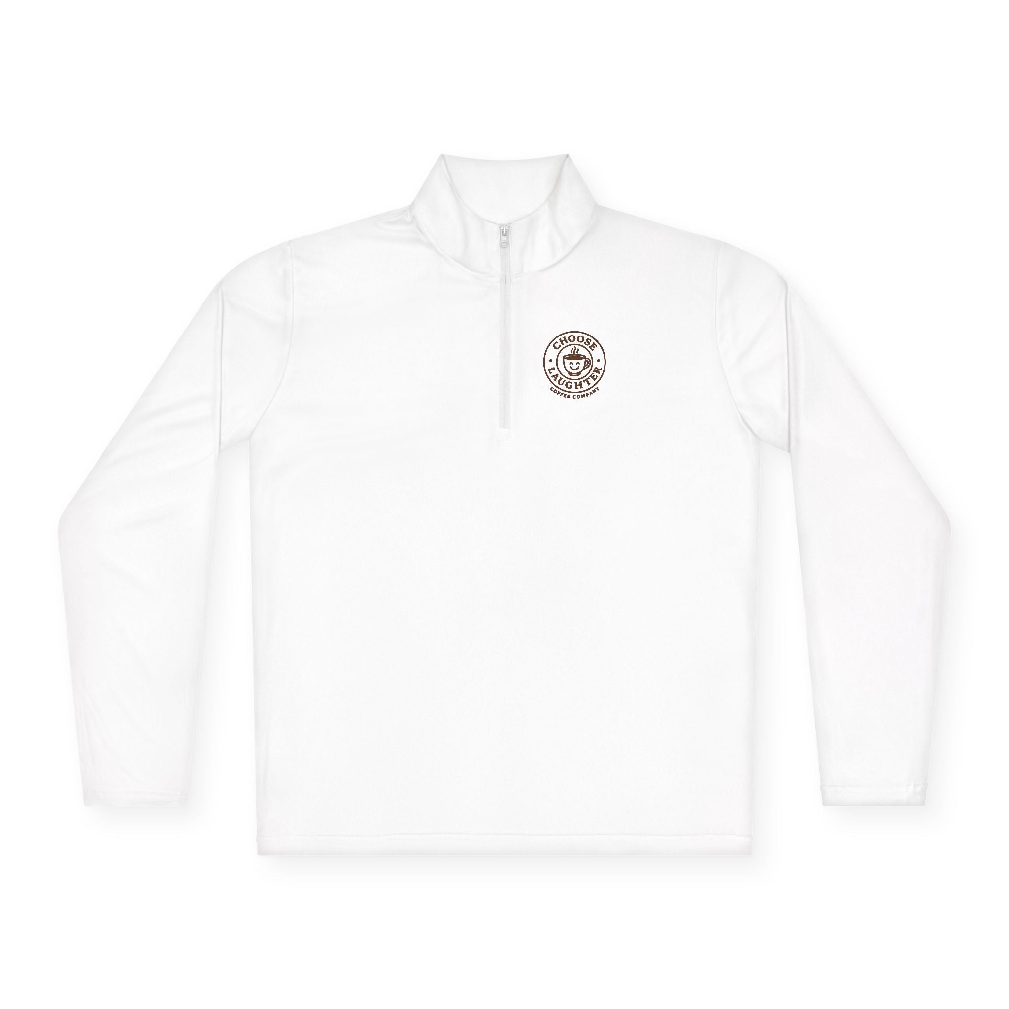 Quarter-Zip Pullover — 'Coffee First' Small Chest Logo Cozy Pullover