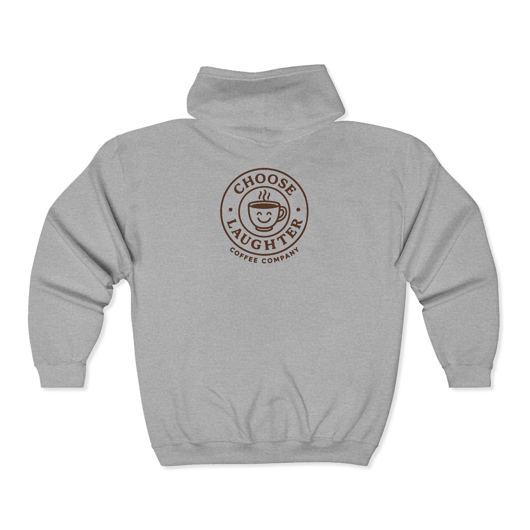 Choose Laughter Zip Hoodie – Coffee Company Logo Full-Zip Sweatshirt